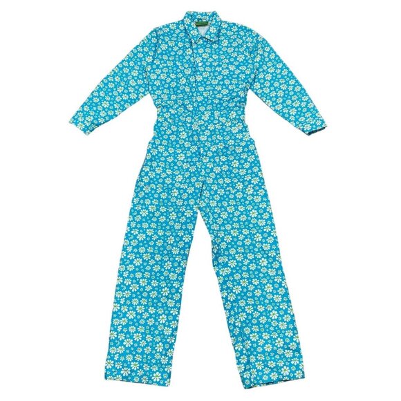 Big Bud Press Lazy Daisy Blue Long Sleeve Jumpsuit, Medium - Picture 2 of 7
